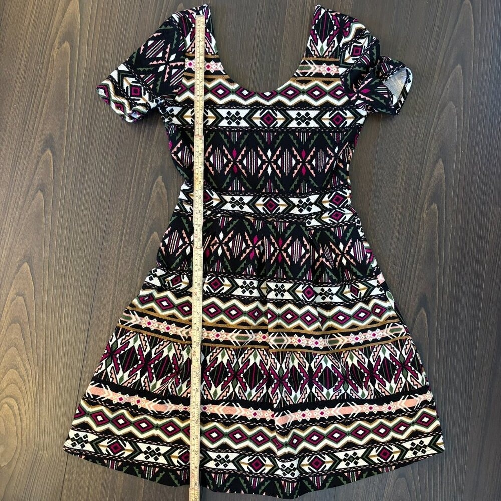 Alya Tribal Print Fit & Flare Mini Dress, Size Small – Boho Festival Style - Picture 11 of 12